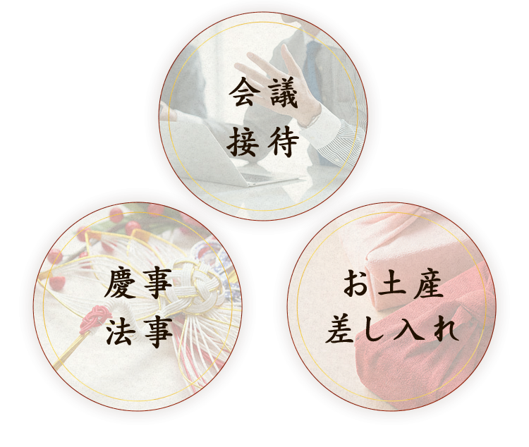 会議・接待,慶事・法事,お土産・差し入れ